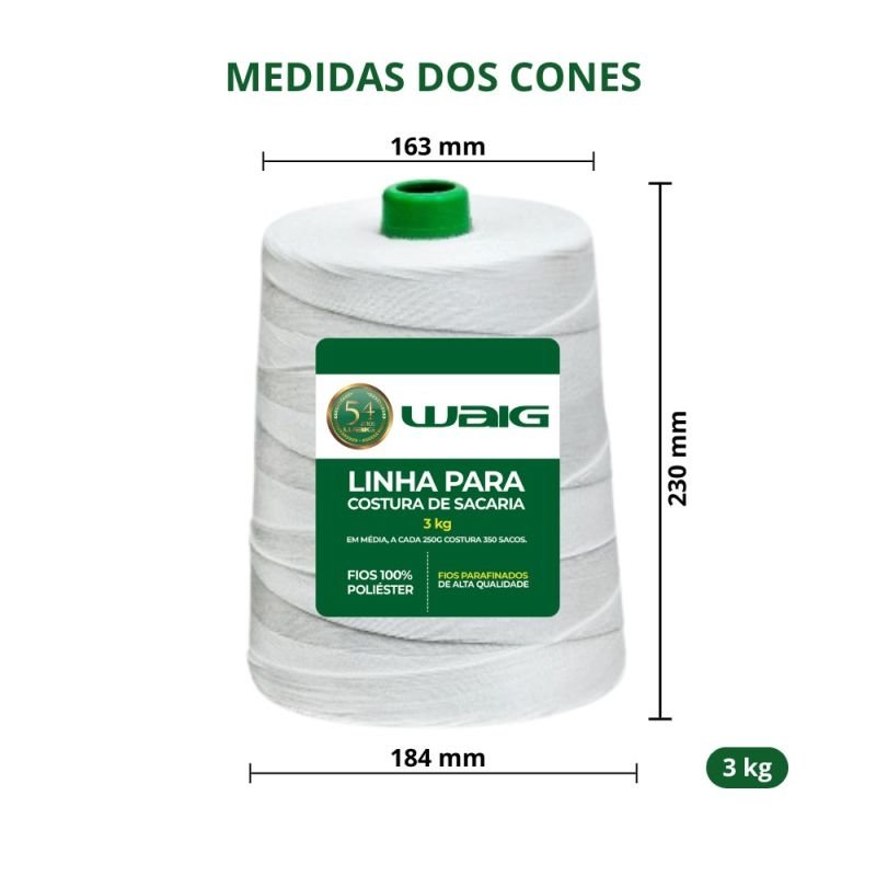 Linha Poliéster Costura Sacaria 3Kg - POLIWAIG
