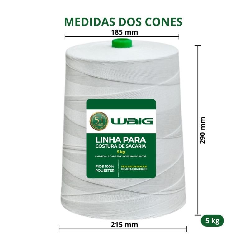 Linha Poliéster Costura Sacaria 5Kg - POLIWAIG