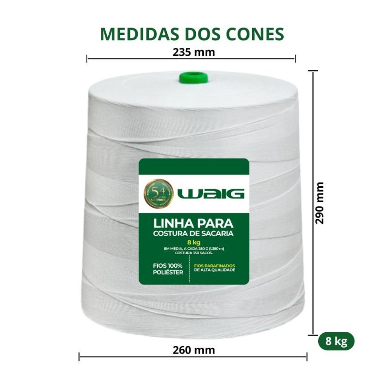Linha Poliéster Costura Sacaria 8Kg - POLIWAIG